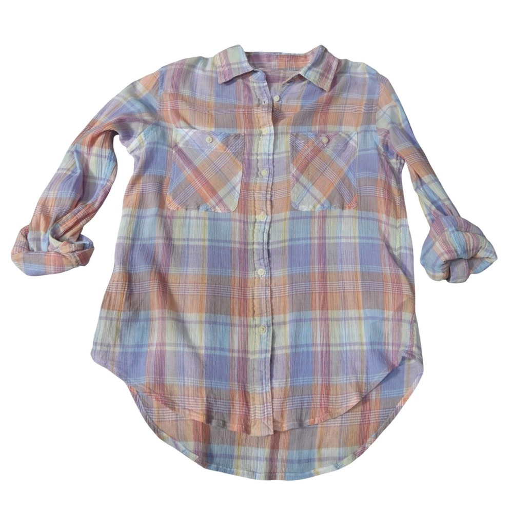 Lauren Ralph Lauren Pastel Plaid Cotton Button Down Shirt SP Cottagecore